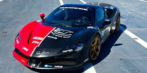 Man Sets Speed Record on an Aircraft Carrier in a Ferrari SF90